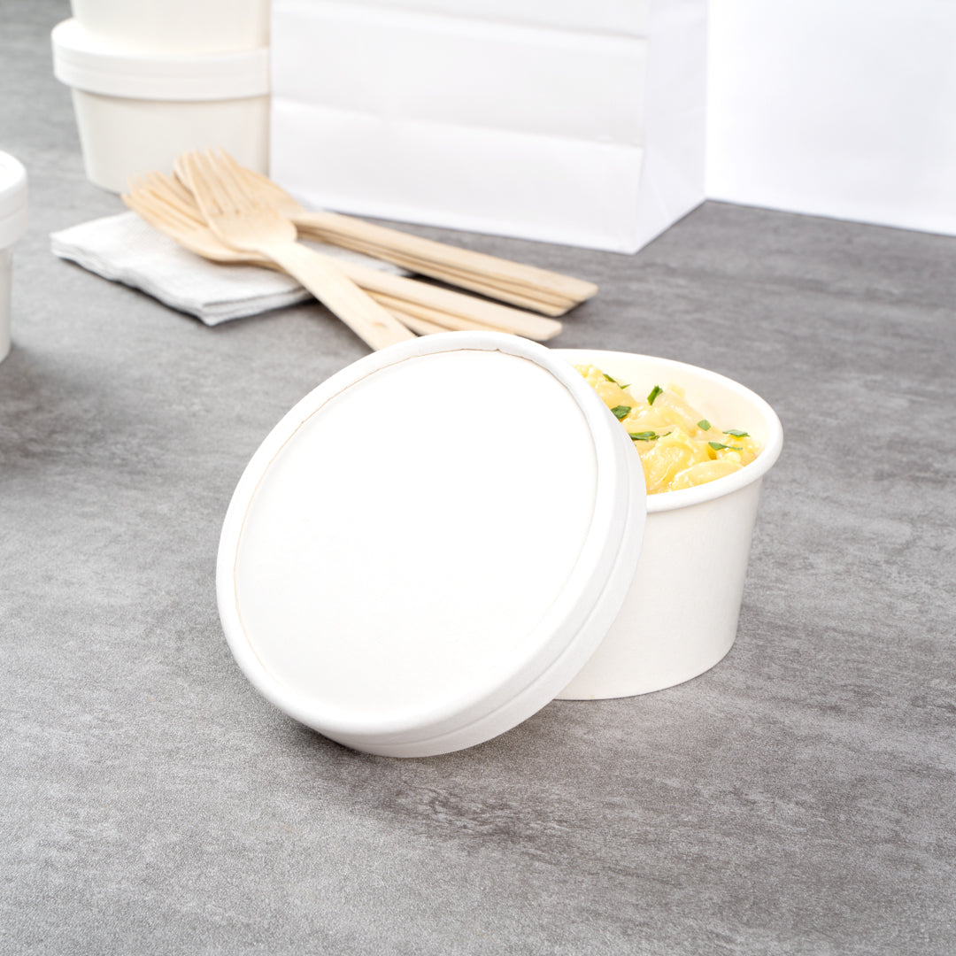 Coppetta Round White Paper To Go Cup Lid - Fits 8 oz - 200 count box
