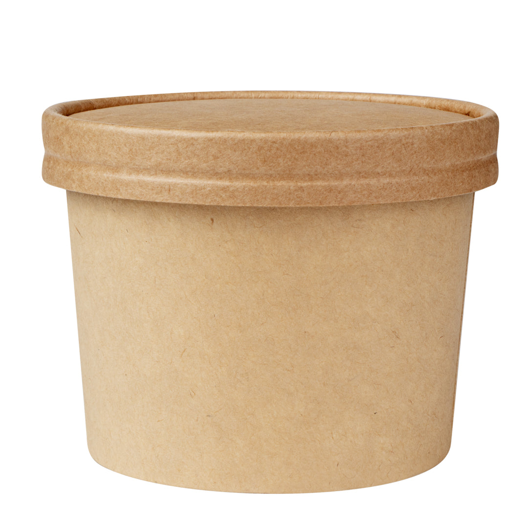 Coppetta Round Kraft Paper To Go Cup Lid - Fits 12 oz - 4" x 4" x 1/2" - 200 count box