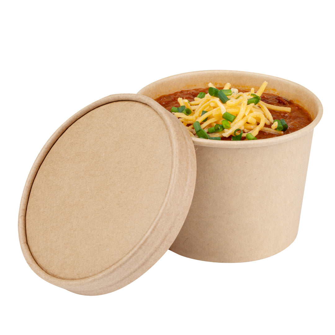 Coppetta Round Kraft Paper To Go Cup Lid - Fits 12 oz - 4" x 4" x 1/2" - 200 count box