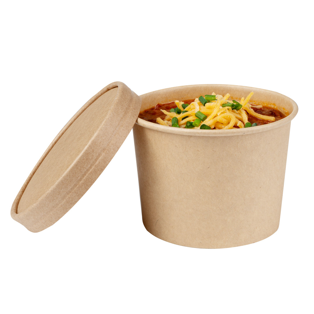 Coppetta Round Kraft Paper To Go Cup Lid - Fits 12 oz - 4" x 4" x 1/2" - 200 count box