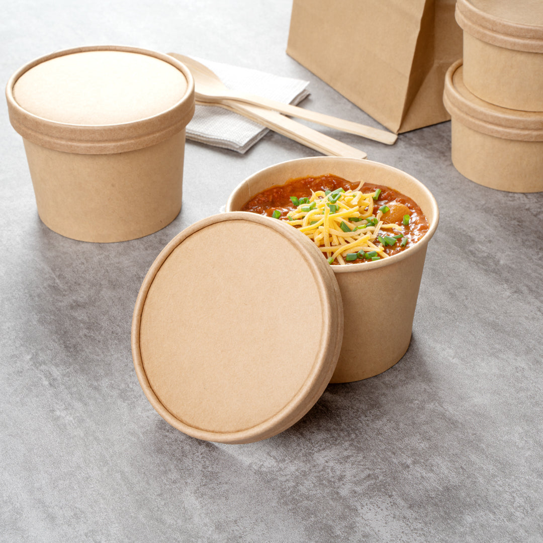 Coppetta Round Kraft Paper To Go Cup Lid - Fits 12 oz - 4" x 4" x 1/2" - 200 count box