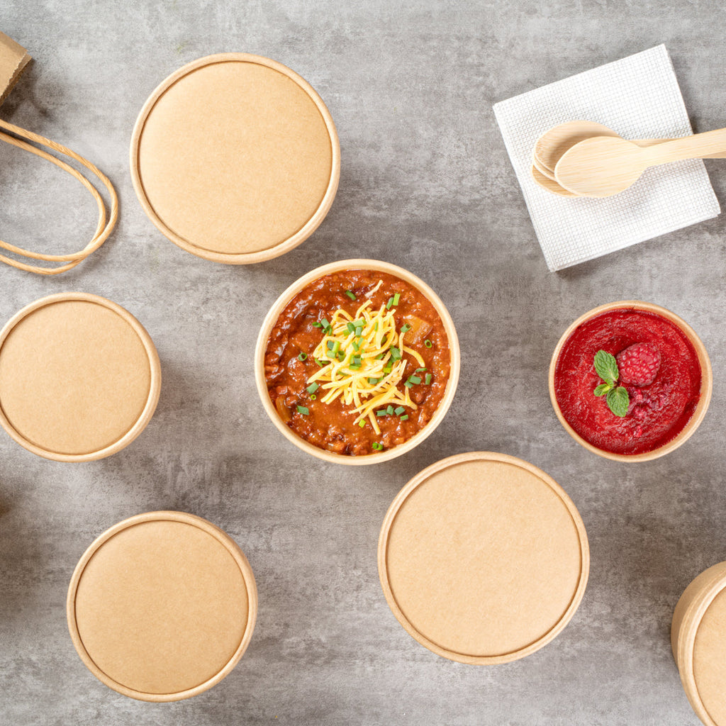 Coppetta Round Kraft Paper To Go Cup Lid - Fits 12 oz - 4" x 4" x 1/2" - 200 count box