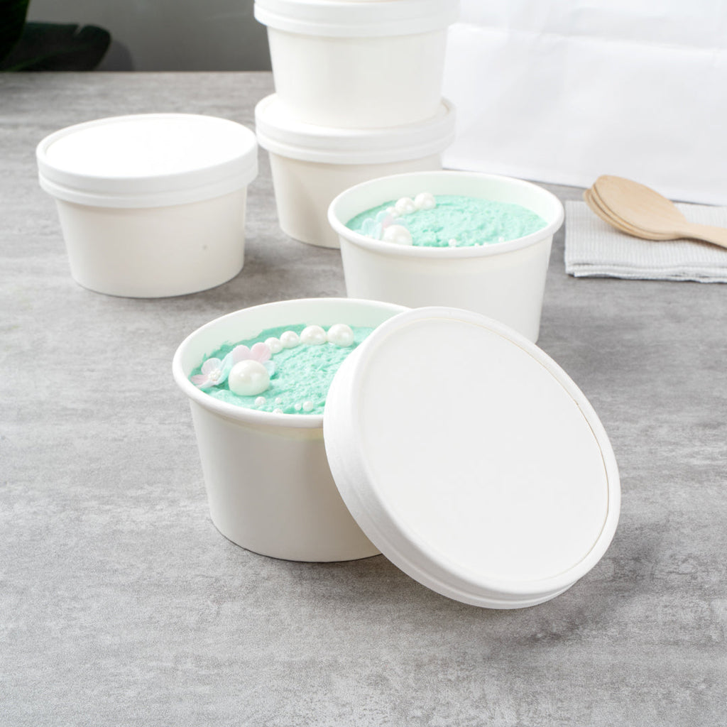 Coppetta Round White Paper To Go Cup Lid - Fits 12 oz - 50 count box