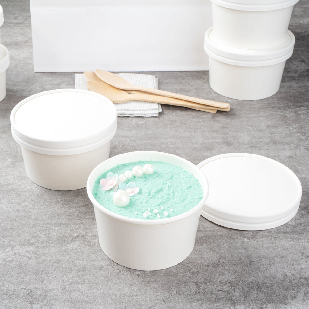 Coppetta Round White Paper To Go Cup Lid - Fits 12 oz - 50 count box