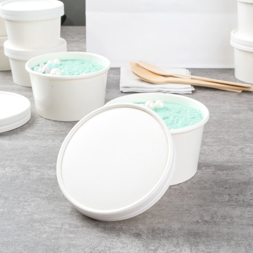 Coppetta Round White Paper To Go Cup Lid - Fits 12 oz - 200 count box