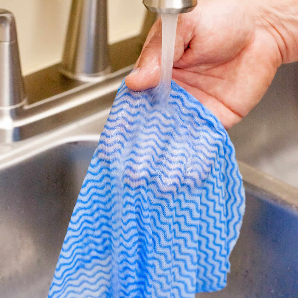 RW Clean Blue 100% Viscose All-Purpose Wipe Roll - Biodegradable - 11" x 11" - 50 Sheets x 10 Rolls