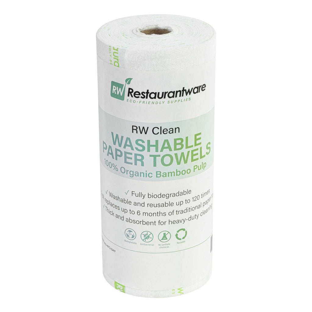 RW Clean White Bamboo Washable Paper Towel Roll - 11" x 11" - 50 Sheets x 10 Rolls