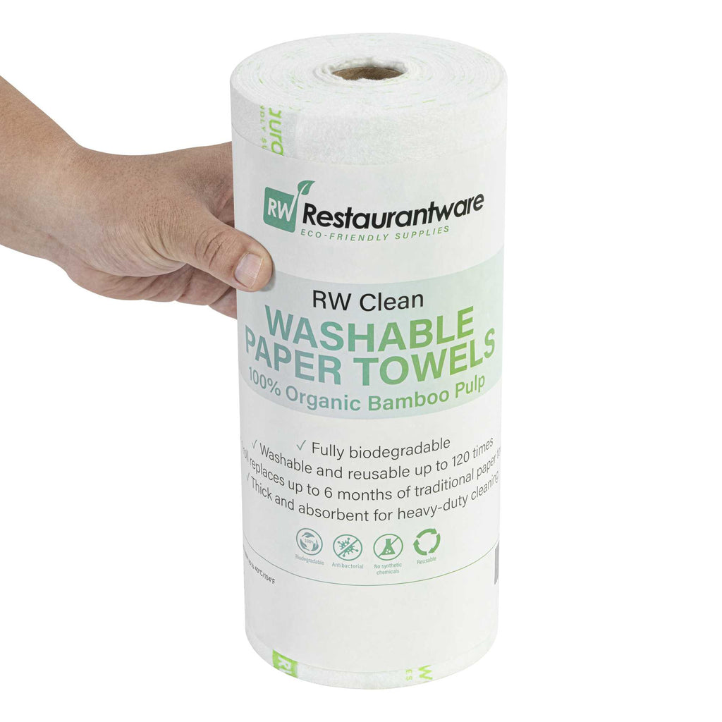 RW Clean White Bamboo Washable Paper Towel Roll - 11" x 11" - 50 Sheets x 10 Rolls