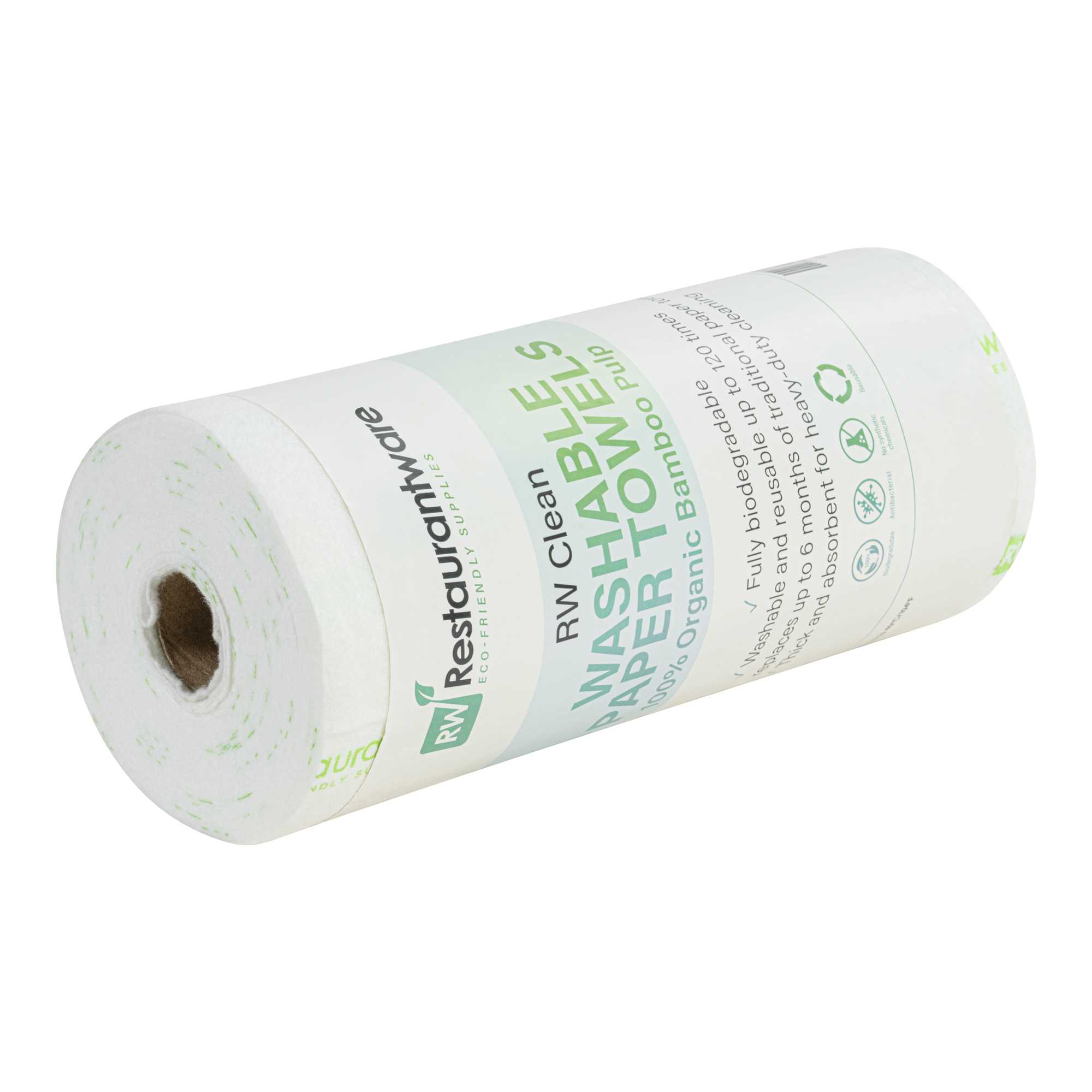 RW Clean White Bamboo Washable Paper Towel Roll - 11" x 11" - 50 Sheets x 10 Rolls