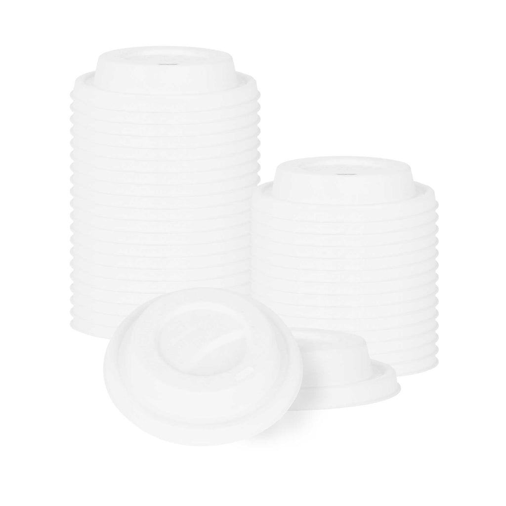 Restpresso White Sugarcane / Bagasse Coffee Cup Lid - Fits 8, 12, 16 and 20 oz, Compostable - 500 count box