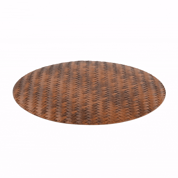 Amalfi Basketweave Woven Round Bronze Pearl Placemat - 15" x 15" - 6 count box