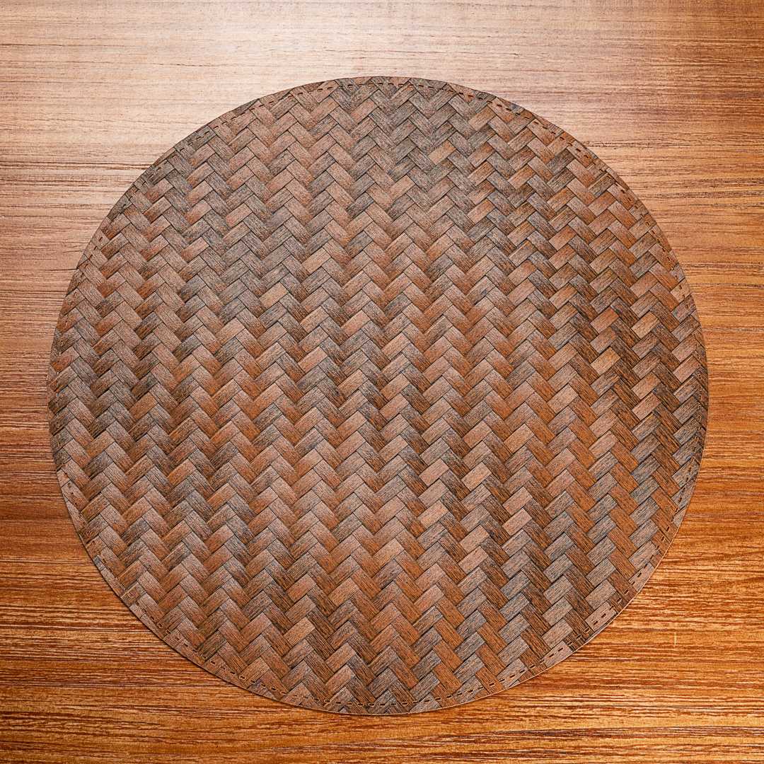 Amalfi Basketweave Woven Round Bronze Pearl Placemat - 15" x 15" - 6 count box