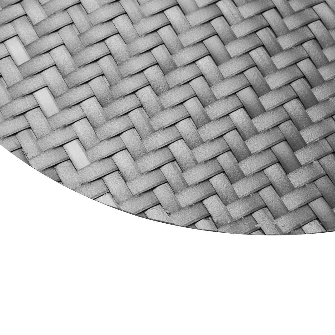 Amalfi Basketweave Woven Round Metallic Gray Pearl Placemat - 15" x 15" - 6 count box