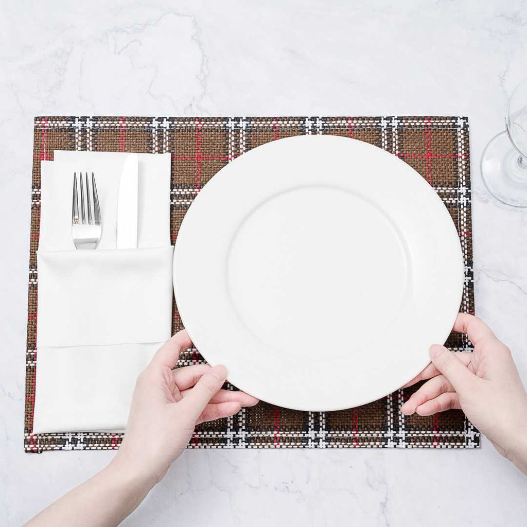 Carmel Mesh Vintage Windowpane Plaid Placemat - 16" x 12" - 6 count box