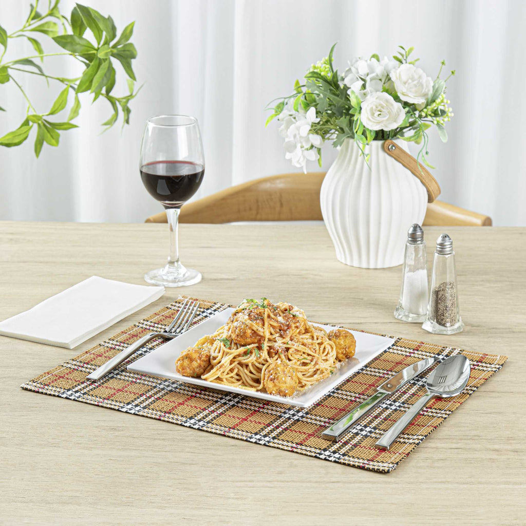 Carmel Mesh Vintage Scotch Plaid Placemat - 16" x 12" - 6 count box