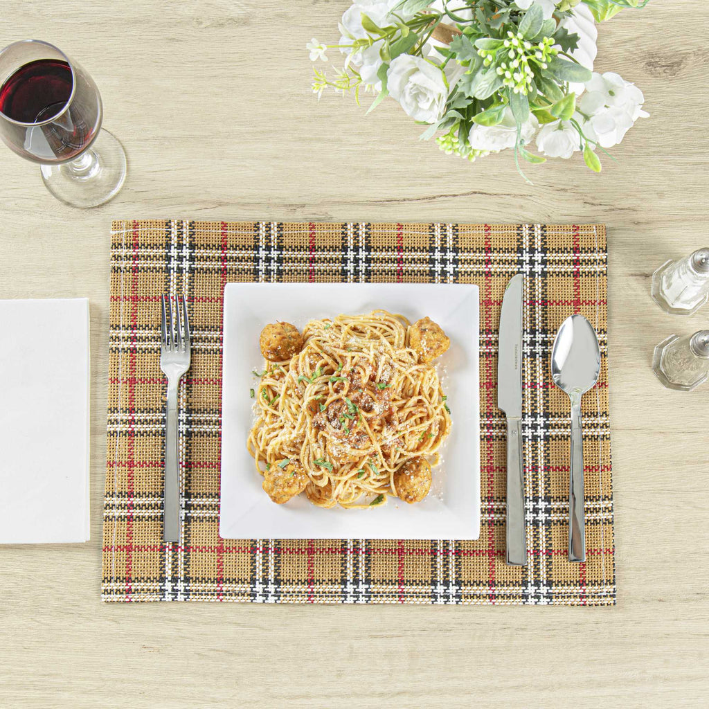 Carmel Mesh Vintage Scotch Plaid Placemat - 16" x 12" - 6 count box