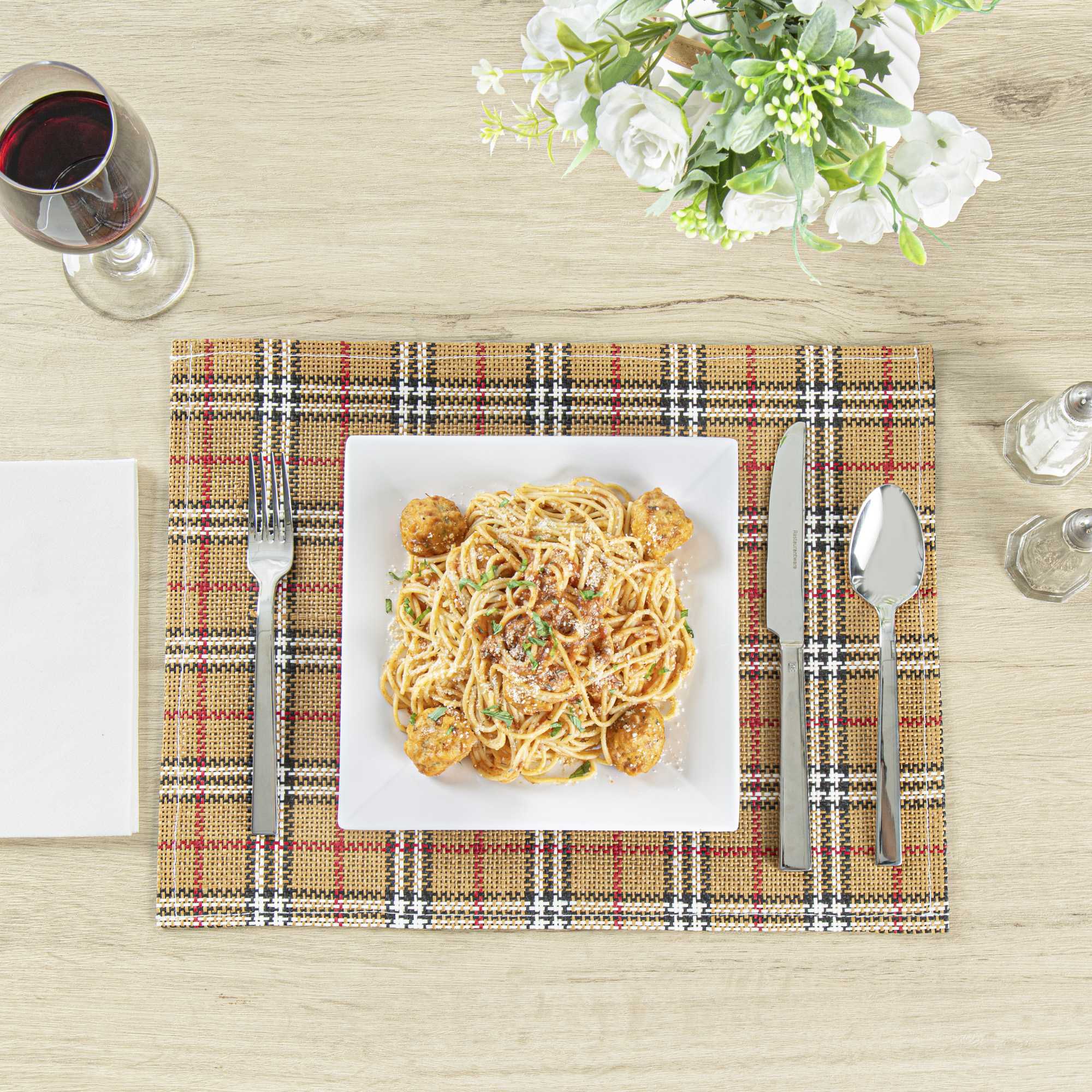 Carmel Mesh Vintage Scotch Plaid Placemat - 16" x 12" - 6 count box