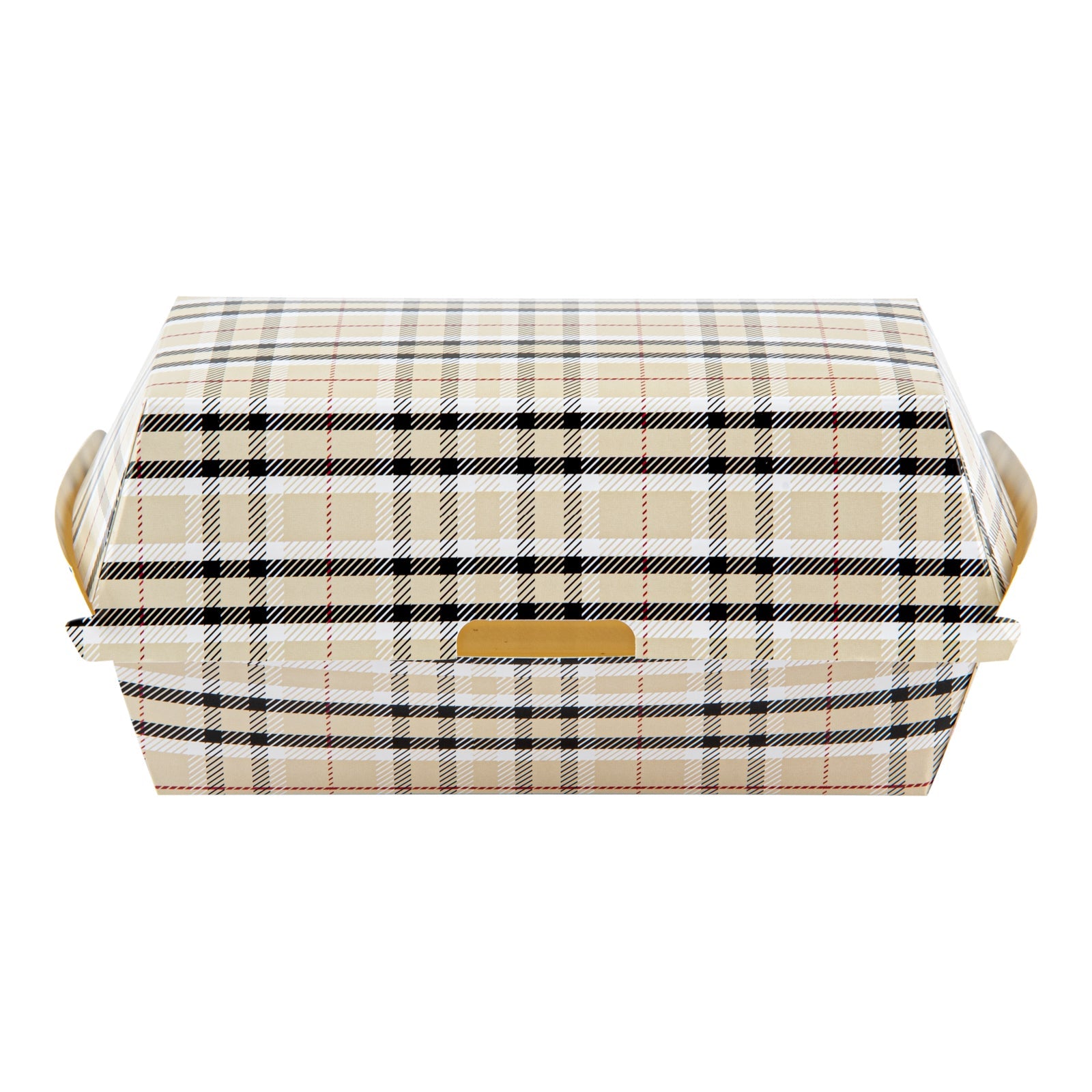 Bio Tek Rectangle Plaid Paper Hot Dog / Sandwich Clamshell Container - 6 3/4" x 3 1/2" x 3 1/2" - 100 count box