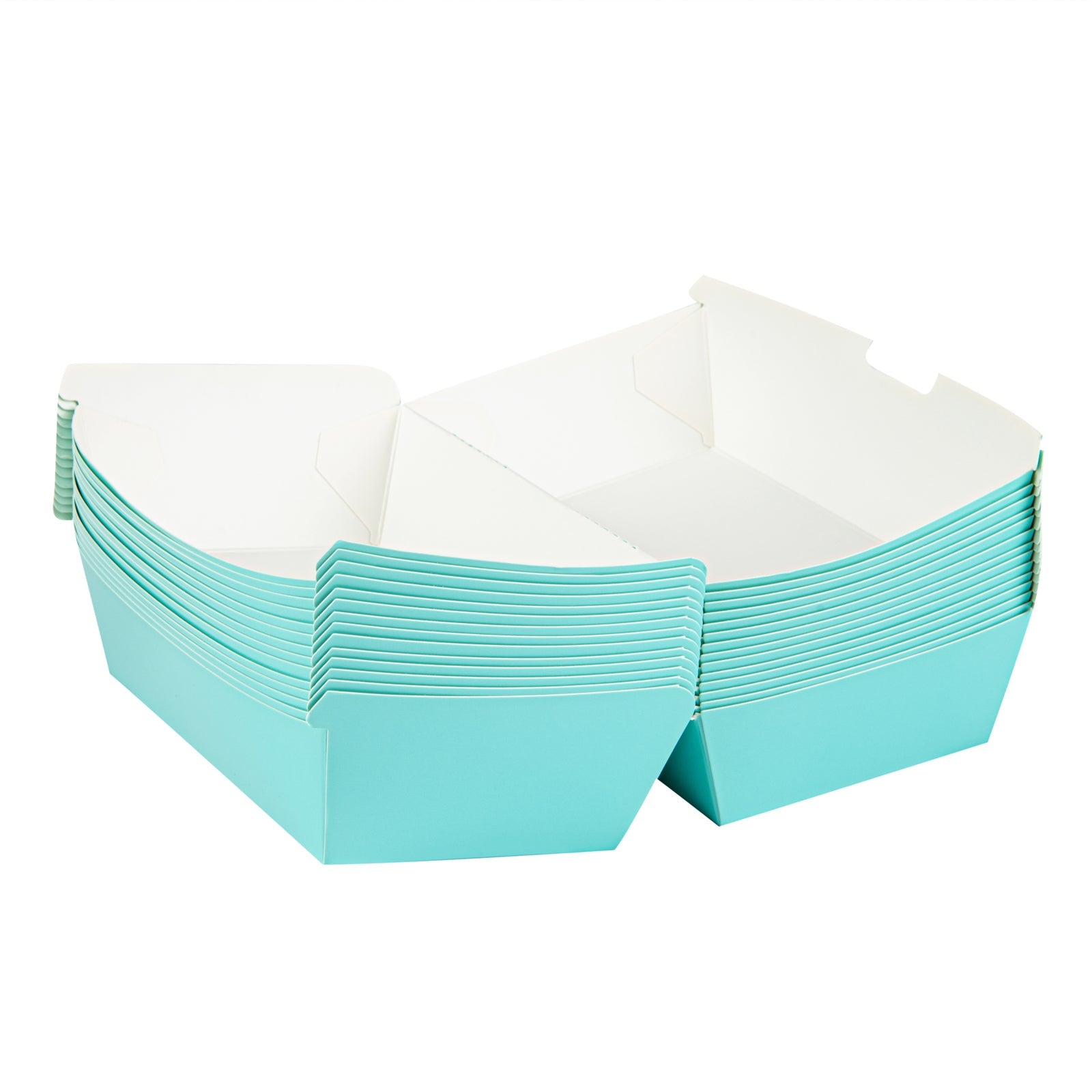 Bio Tek Rectangle Turquoise Paper Hot Dog / Sandwich Clamshell Container - 6 3/4" x 3 1/2" x 3 1/2" - 100 count box