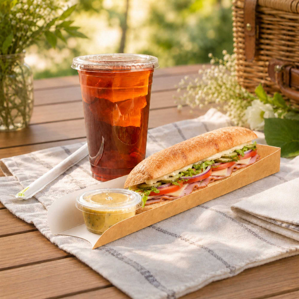 Bio Tek Rectangle Kraft Paper Hot Dog / Sandwich Tray - 11 3/4" x 2" x 1 1/4" - 200 count box
