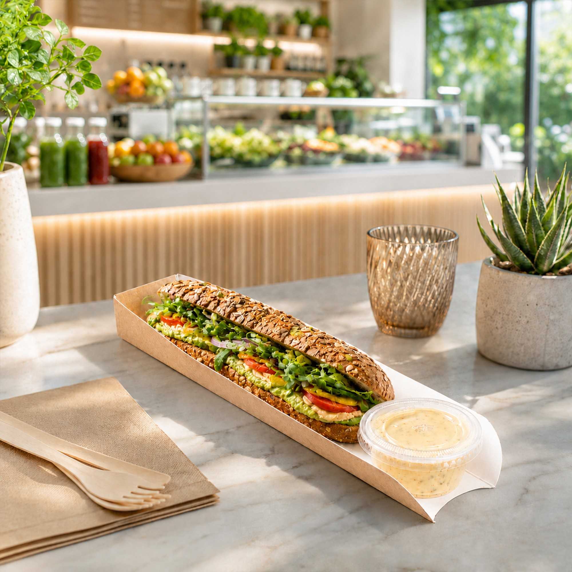 Bio Tek Rectangle Kraft Paper Hot Dog / Sandwich Tray - 11 3/4" x 2" x 1 1/4" - 200 count box