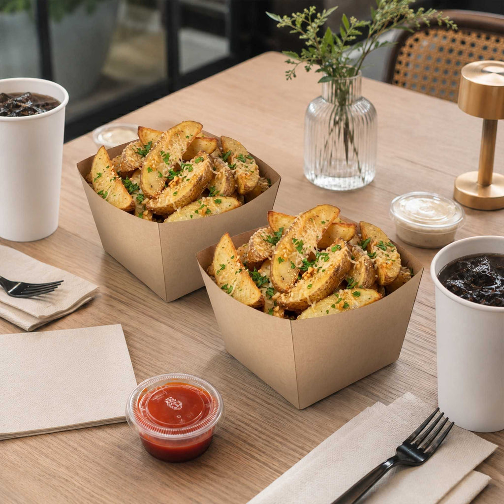 Bio Tek Square Kraft Paper Snack Box - 5 1/4" x 5 1/4" x 3 1/4" - 200 count box