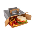 Cater Tek Square Black Paper Cake / Take Out Container - with Pop-Up Handle, Window - 9" x 9" x 3 1/2" - 50 count box