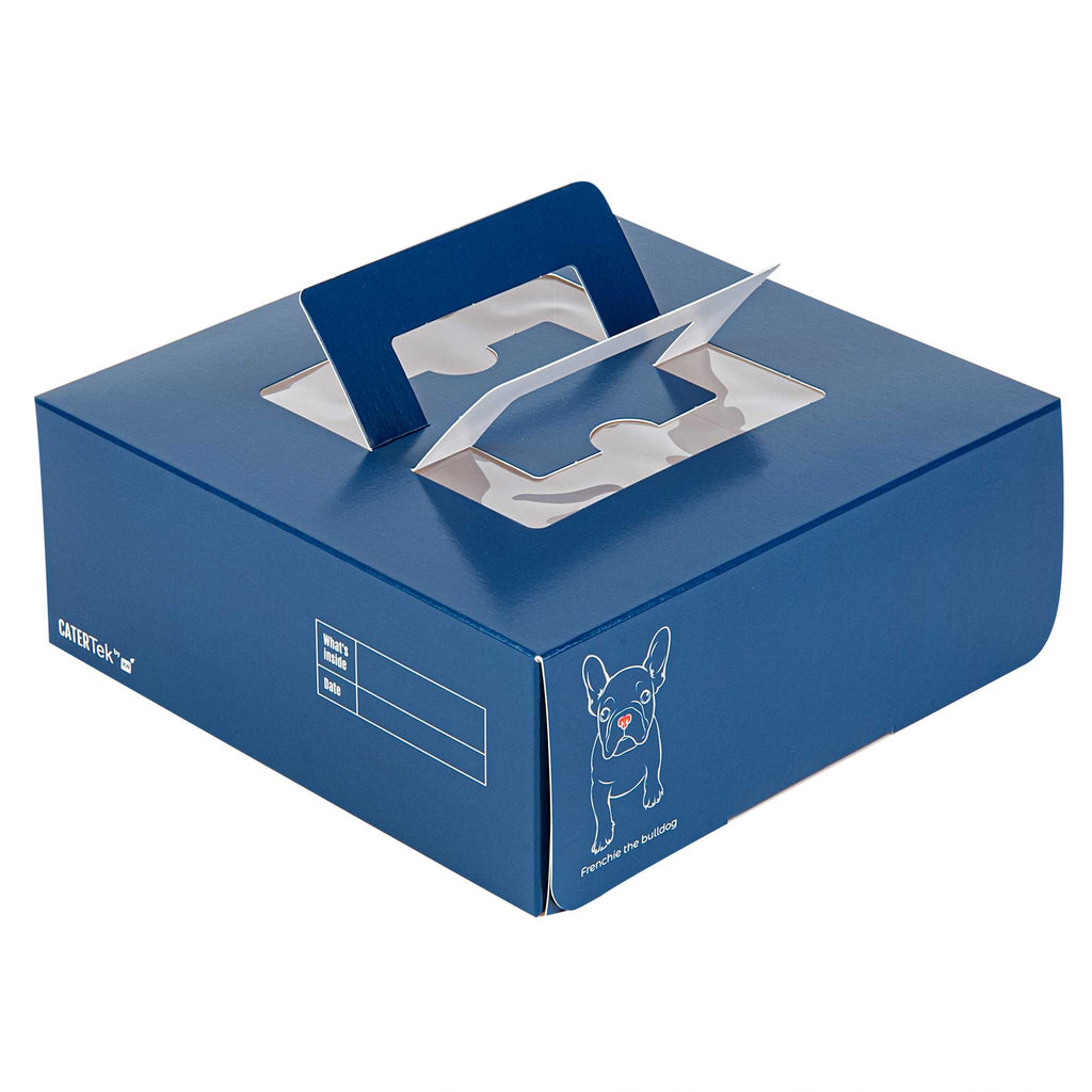 Cater Tek Square Frenchie Paper Cake / Take Out Container - with Pop-Up Handle, Window - 9" x 9" x 3 1/2" - 50 count box