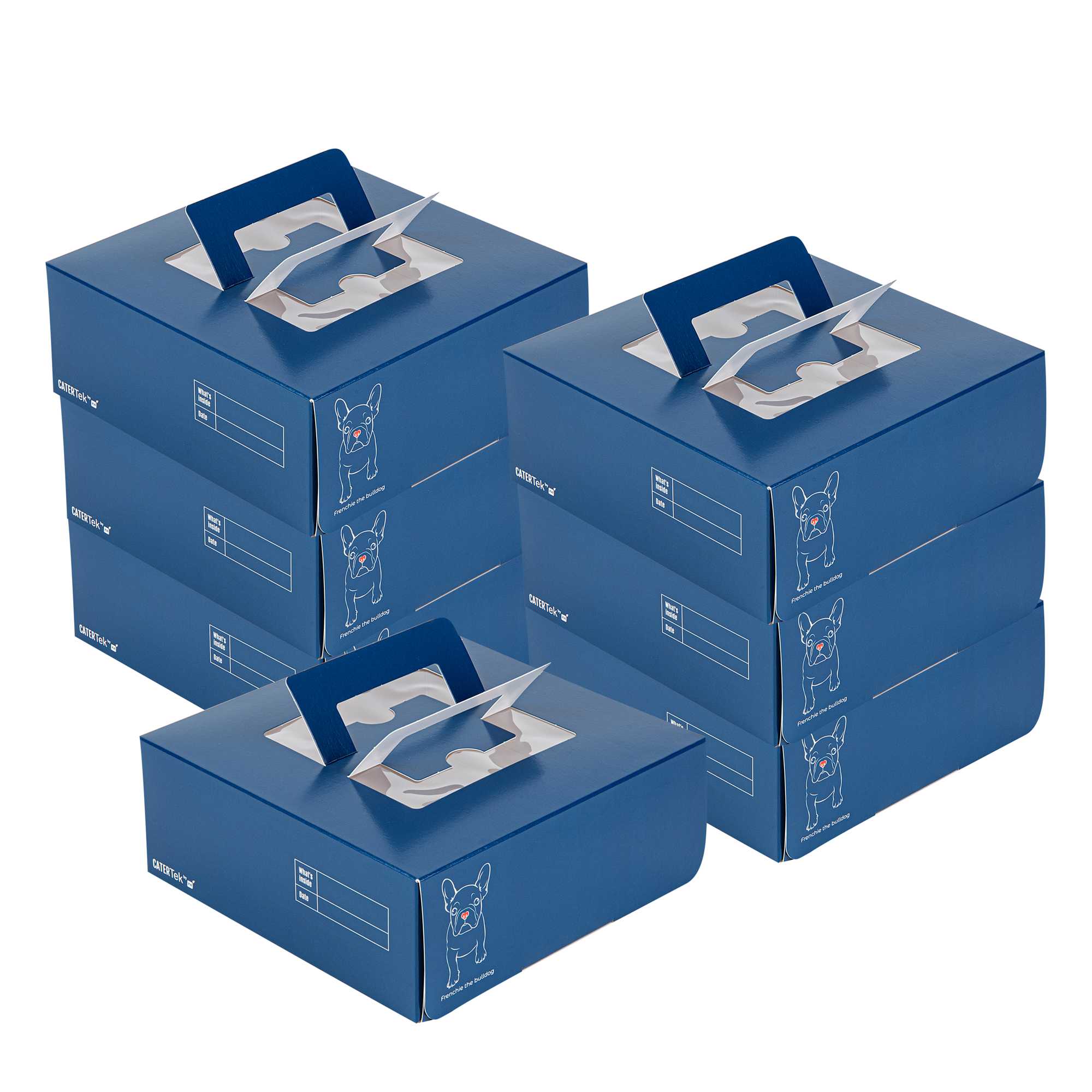 Cater Tek Square Frenchie Paper Cake / Take Out Container - with Pop-Up Handle, Window - 9" x 9" x 3 1/2" - 50 count box