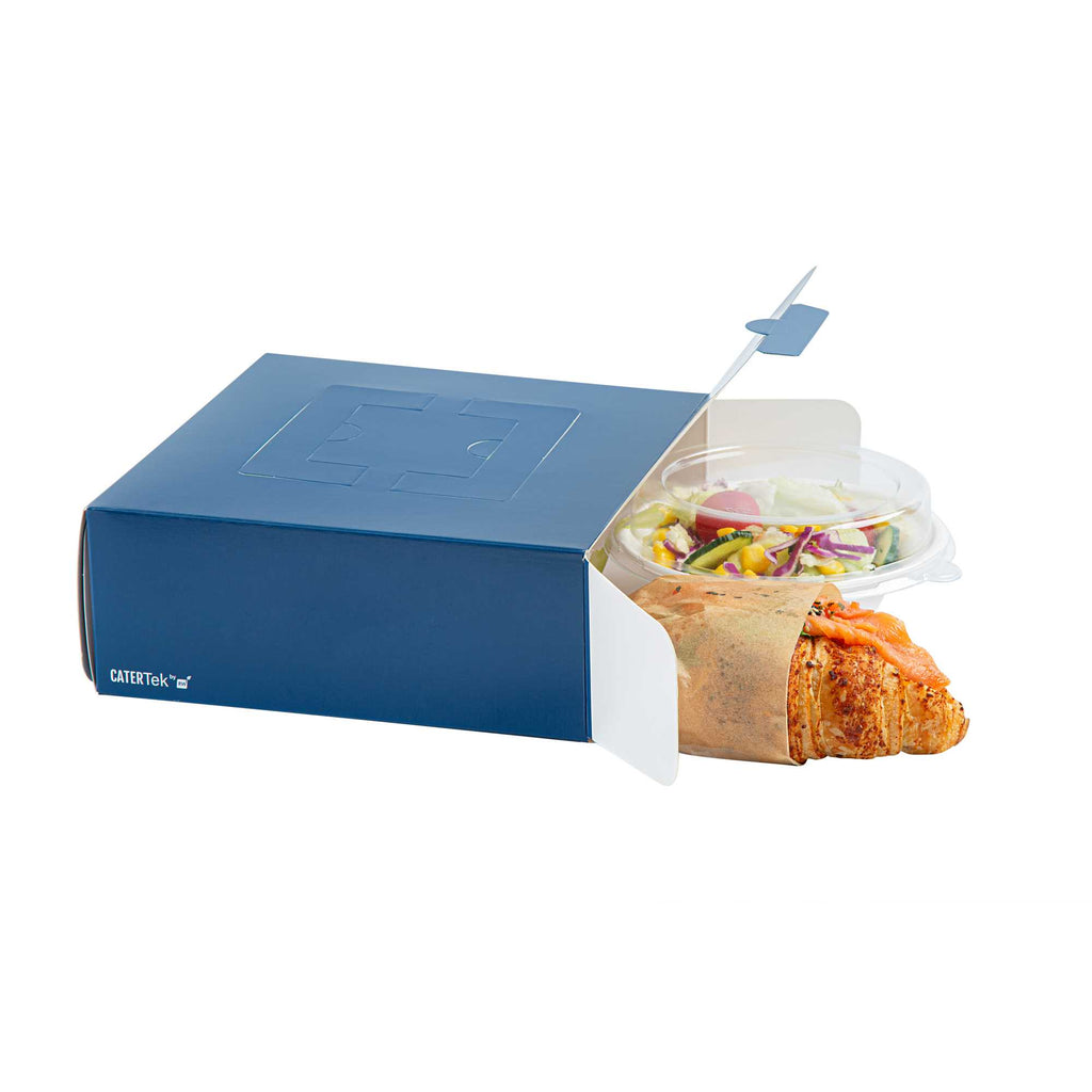 Cater Tek Square Frenchie Paper Cake / Take Out Container - with Pop-Up Handle, Window - 9" x 9" x 3 1/2" - 50 count box