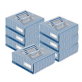 Cater Tek Square Blue and White Stripe Paper Cake / Take Out Container - with Pop-Up Handle, Window - 9" x 9" x 3 1/2" - 50 count box