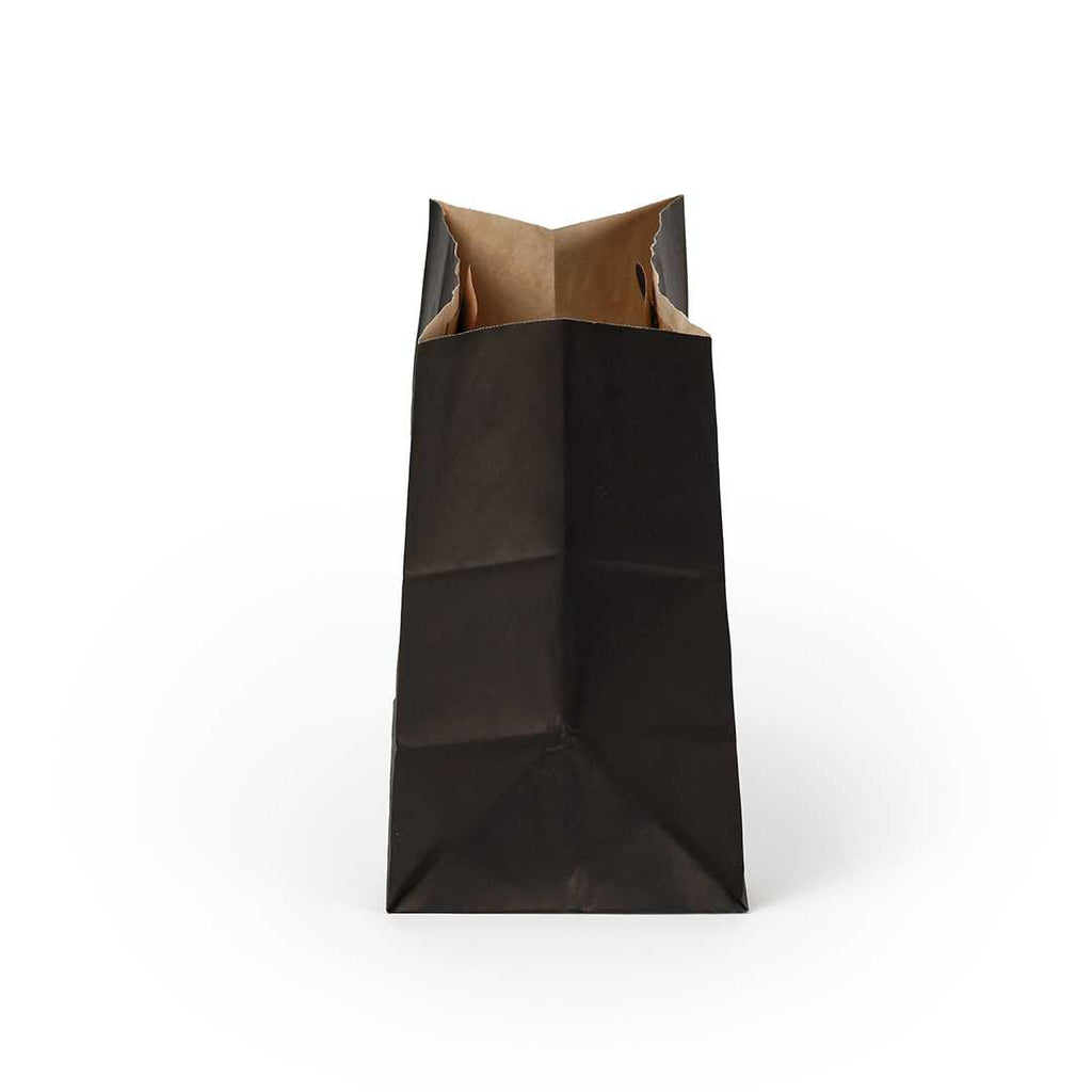 Bag Tek Rectangle Black Paper Take Out Bag - with Handles - 11" x 7" x 11" - 100 count box