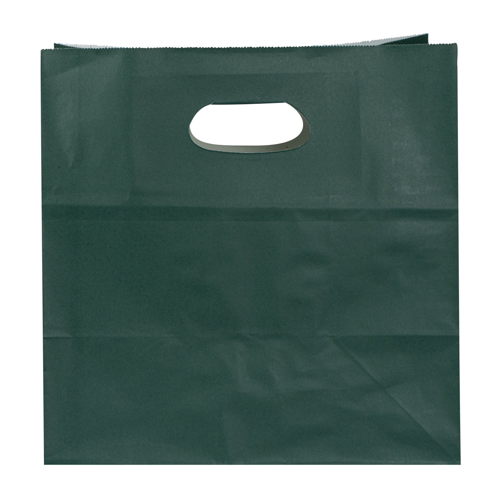 Bag Tek Rectangle Forest Green Paper Take Out Bag - with Handles - 11" x 7" x 11" - 100 count box