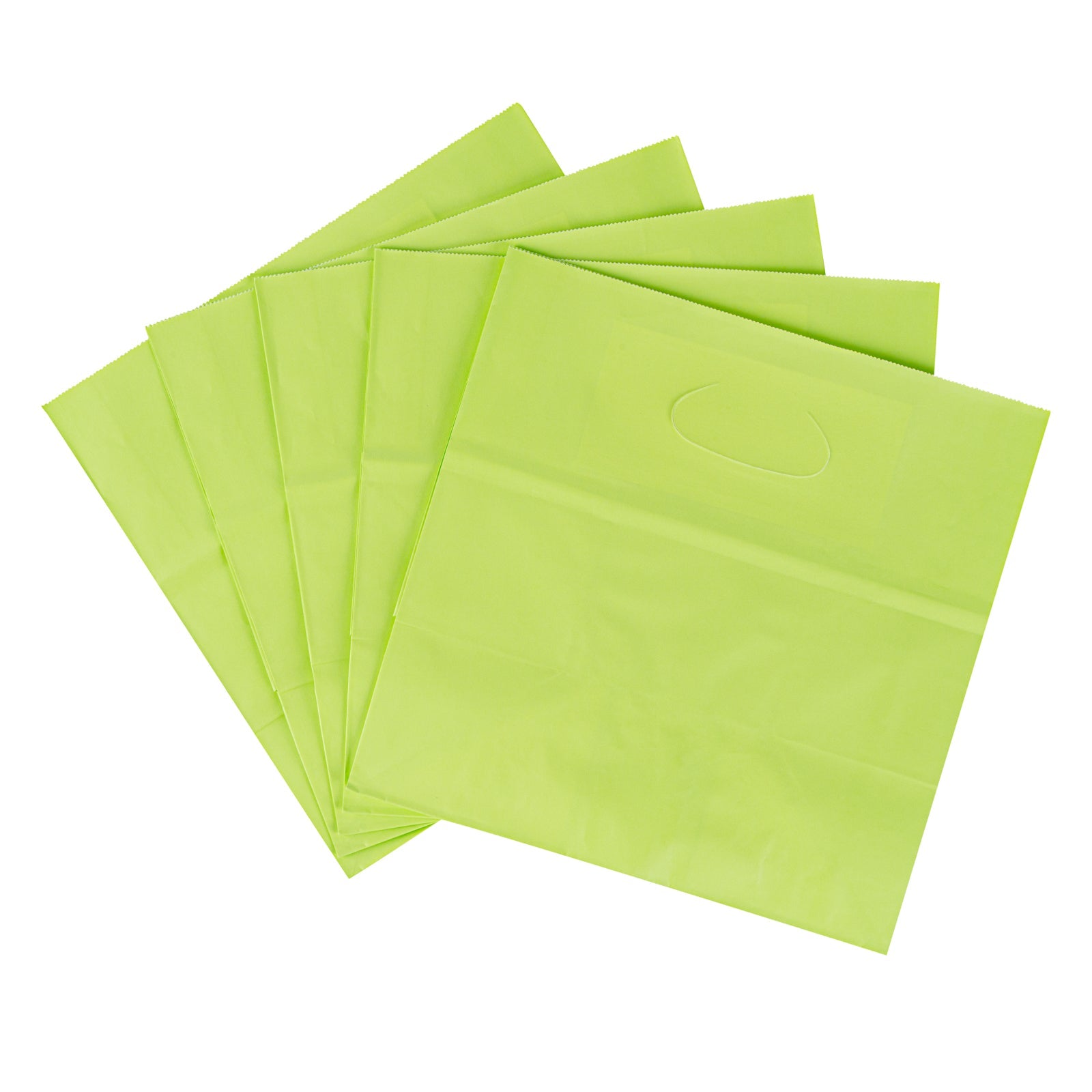 Bag Tek Rectangle Eco Green Paper Take Out Bag - with Handles - 11" x 7" x 11" - 100 count box