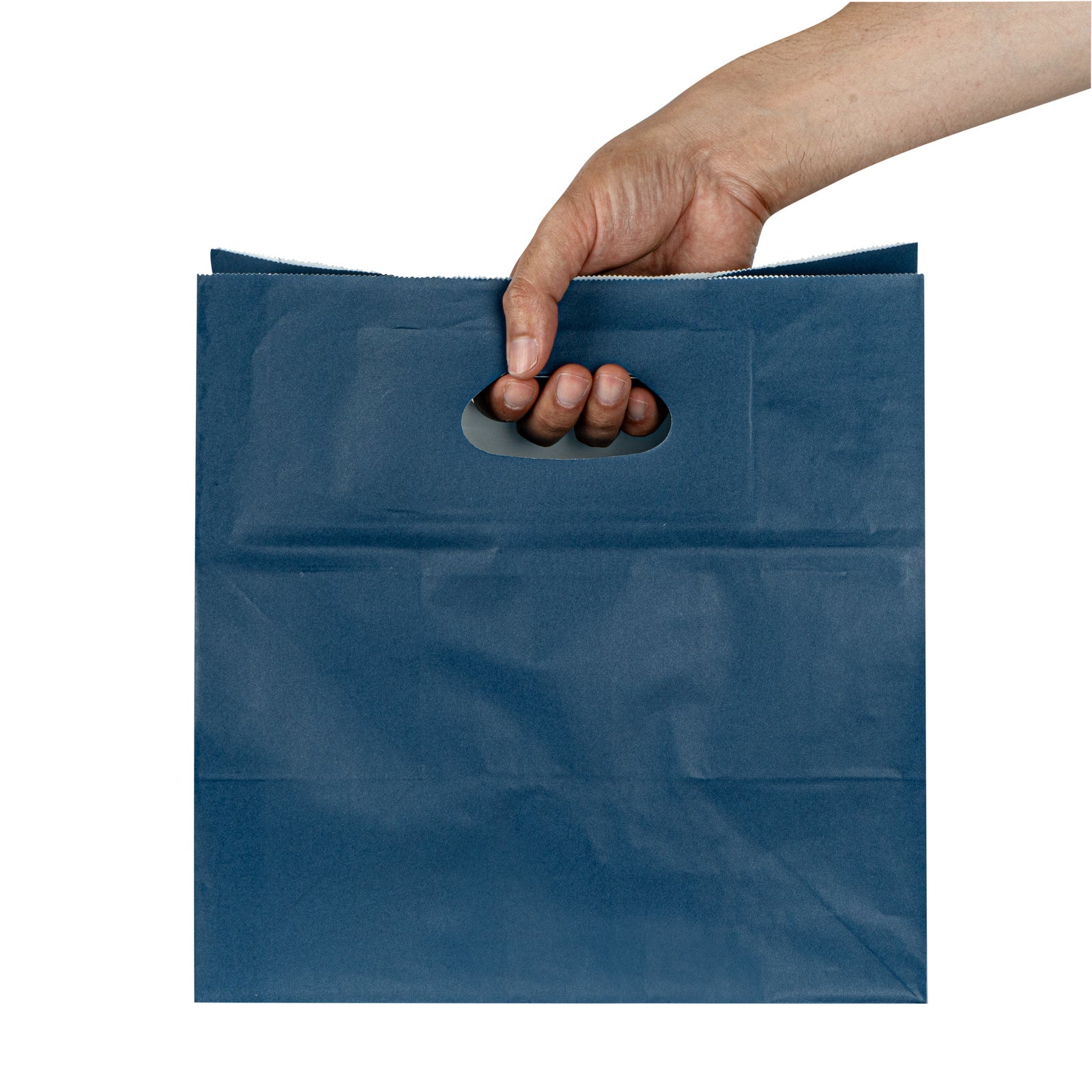 Bag Tek Rectangle Midnight Blue Paper Take Out Bag - with Handles - 11" x 7" x 11" - 100 count box