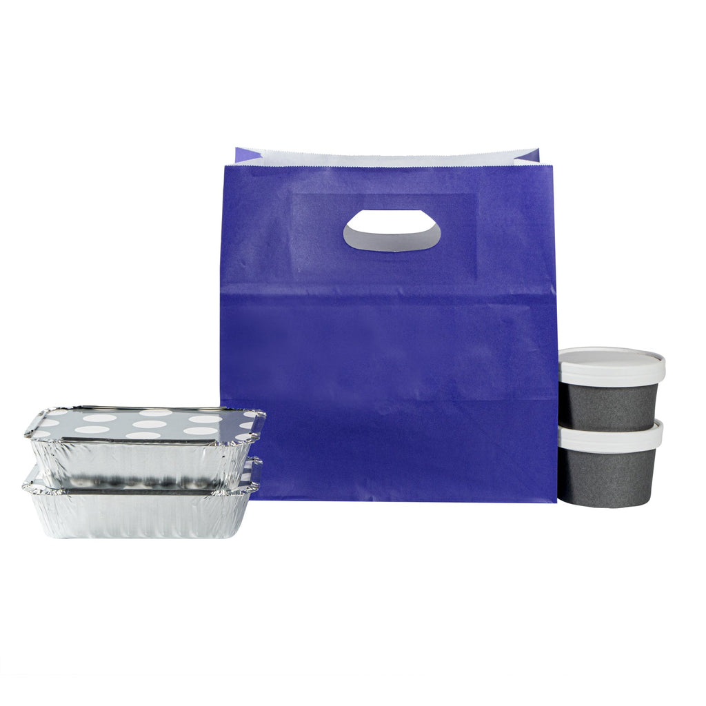 Bag Tek Rectangle Purple Paper Take Out Bag - with Handles - 11" x 7" x 11" - 100 count box