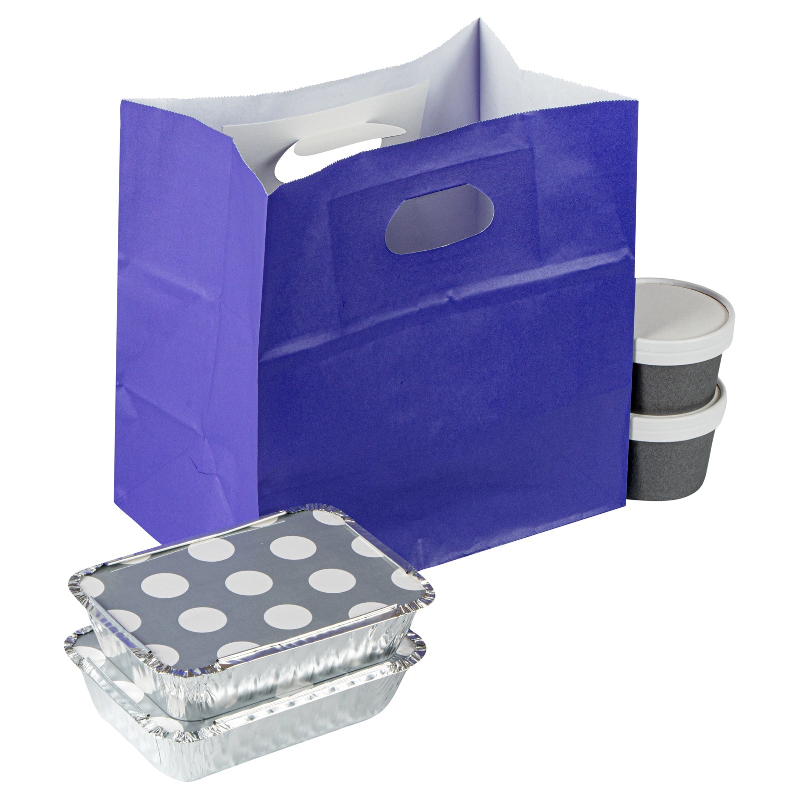 Bag Tek Rectangle Purple Paper Take Out Bag - with Handles - 11" x 7" x 11" - 100 count box