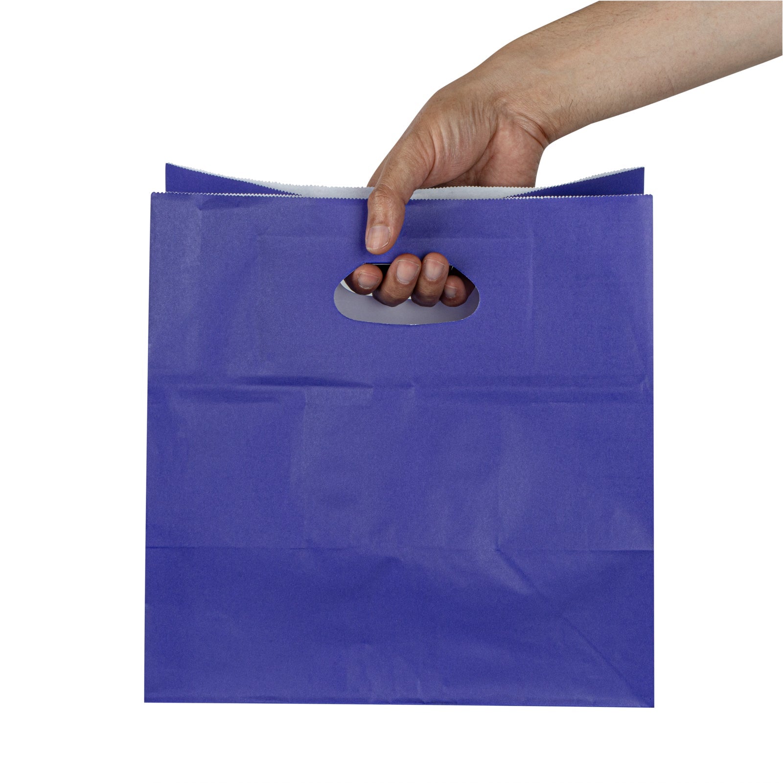 Bag Tek Rectangle Purple Paper Take Out Bag - with Handles - 11" x 7" x 11" - 100 count box