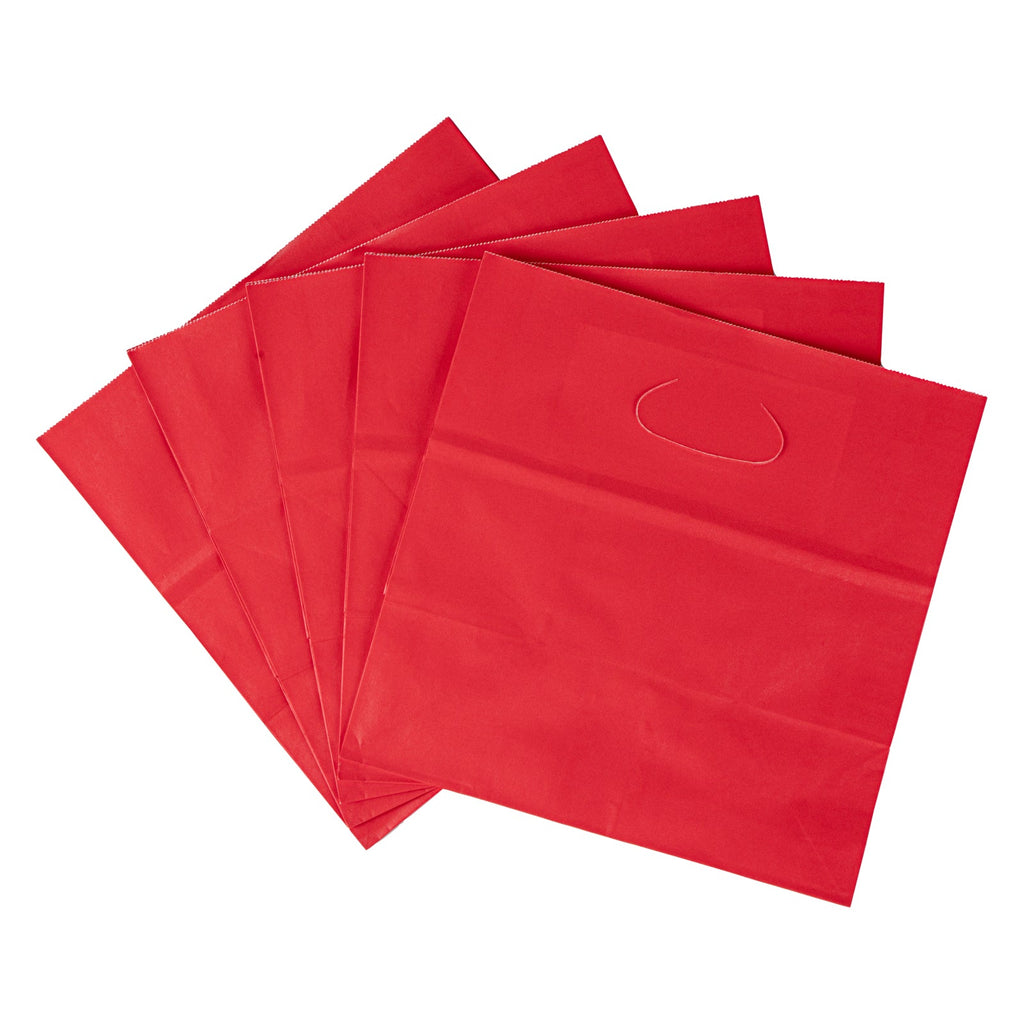 Bag Tek Rectangle Red Paper Take Out Bag - with Handles - 11" x 7" x 11" - 100 count box