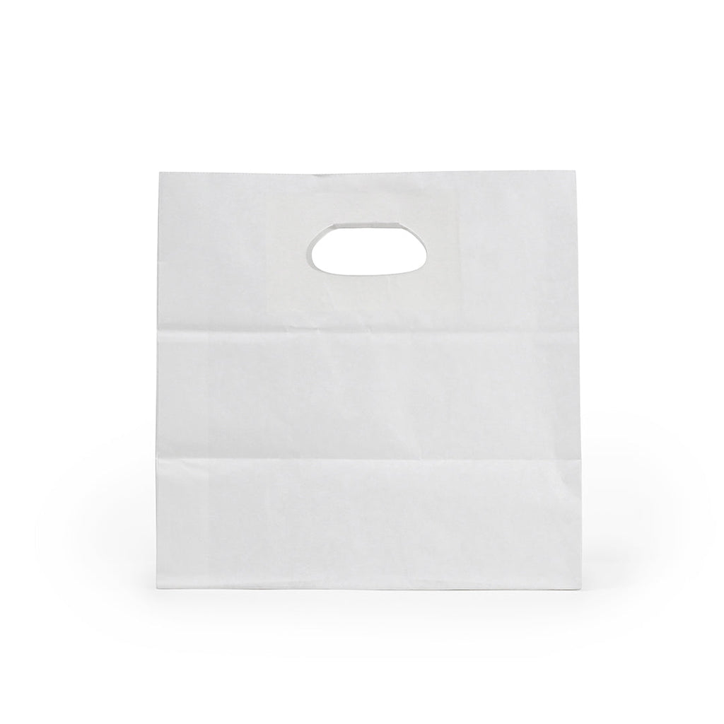 Bag Tek Rectangle White Paper Take Out Bag - with Handles - 11" x 7" x 11" - 100 count box