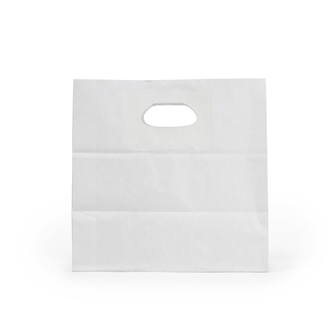 Bag Tek Rectangle White Paper Take Out Bag - with Handles - 11" x 7" x 11" - 100 count box