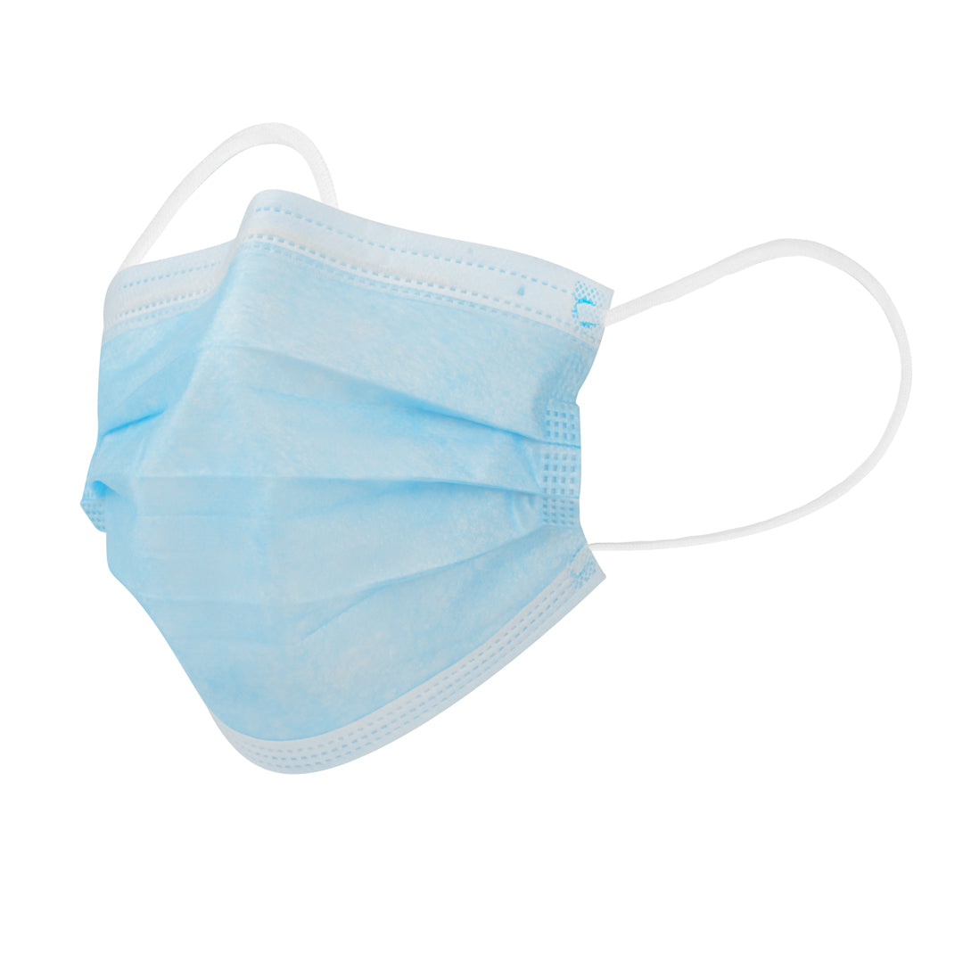 Clean Tek Professional Blue Disposable Earloop Protective Face Mask - Level 2, 3-Layer Filtration - 7" x 3 3/4" - 50 count box