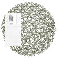 Spinweave Round Green Paper Handmade Placemat - Semi-Disposable - 15" x 15" - 6 count box