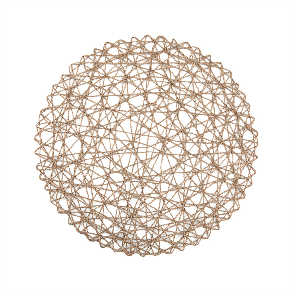 Spinweave Round Gray Paper Handmade Placemat - Semi-Disposable - 15" x 15" - 6 count box