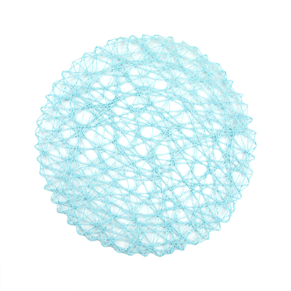 Spinweave Round Sky Blue Paper Handmade Placemat - Semi-Disposable - 15" x 15" - 6 count box