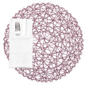 Spinweave Round Pink Paper Handmade Placemat - Semi-Disposable - 15" x 15" - 6 count box