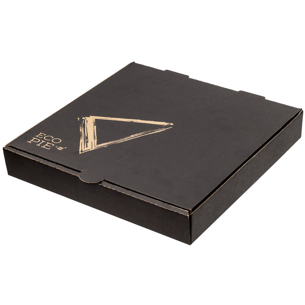Eco Pie Kraft and Black Paper Corrugated Pizza Box - Repurpose for Plates - 10 3/4" x 10 3/4" x 1 3/4" - 50 count box