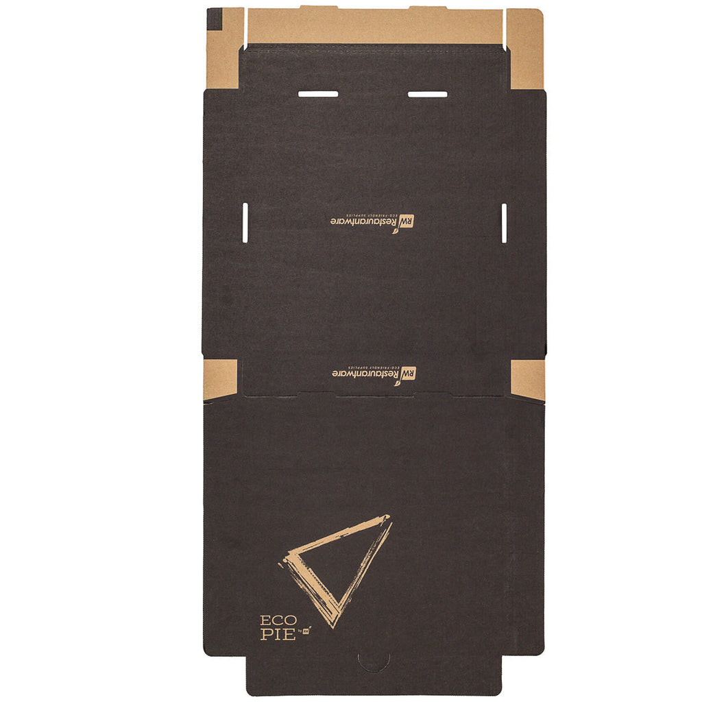 Eco Pie Kraft and Black Paper Corrugated Pizza Box - Repurpose for Plates - 10 3/4" x 10 3/4" x 1 3/4" - 50 count box
