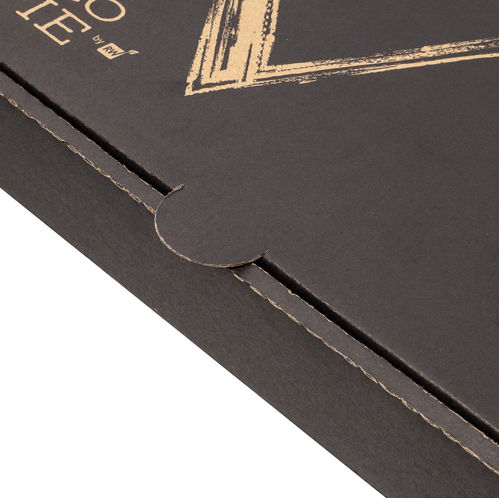 Eco Pie Kraft and Black Paper Corrugated Pizza Box - Repurpose for Plates - 10 3/4" x 10 3/4" x 1 3/4" - 50 count box