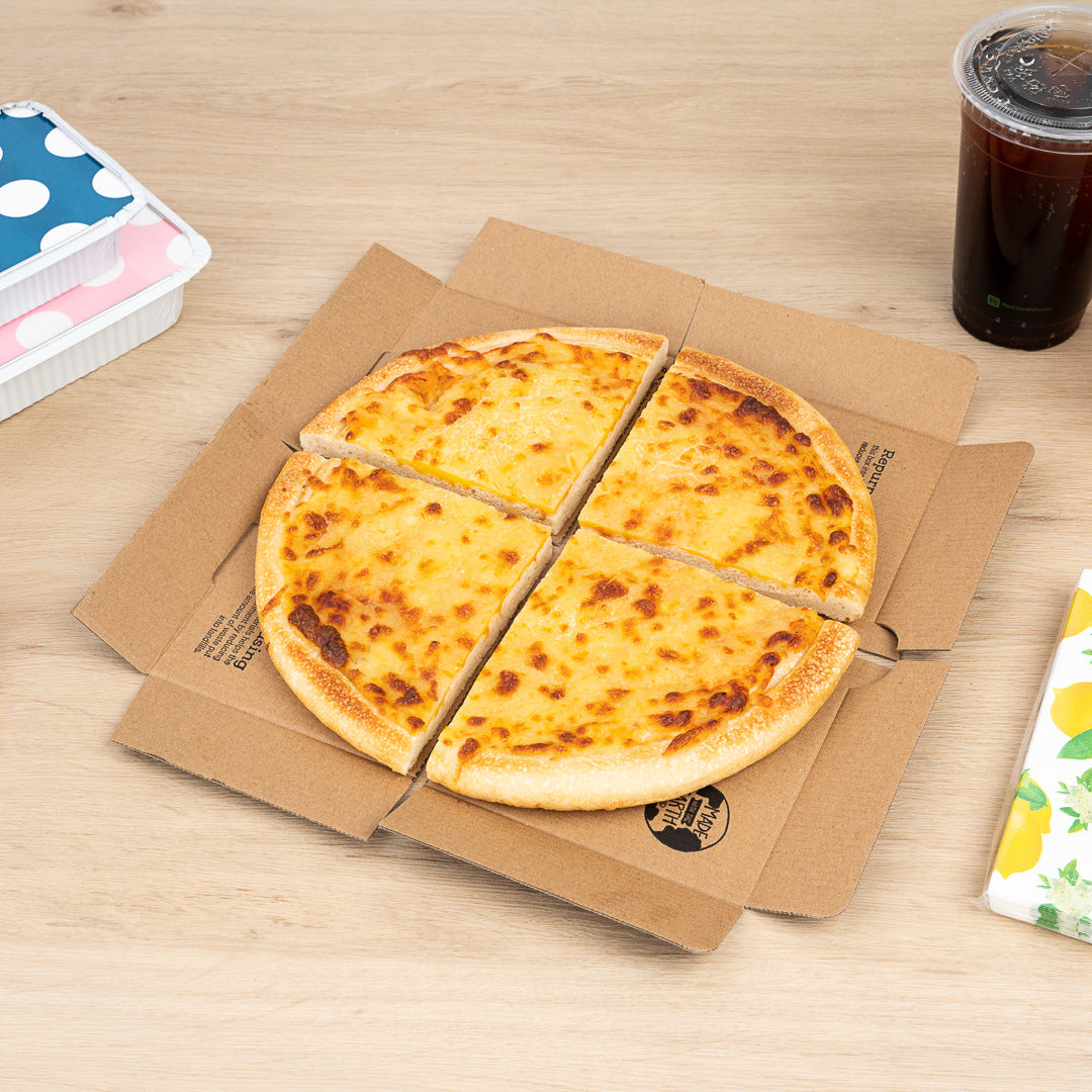 Eco Pie Kraft and Black Paper Corrugated Pizza Box - Repurpose for Plates - 10 3/4" x 10 3/4" x 1 3/4" - 50 count box